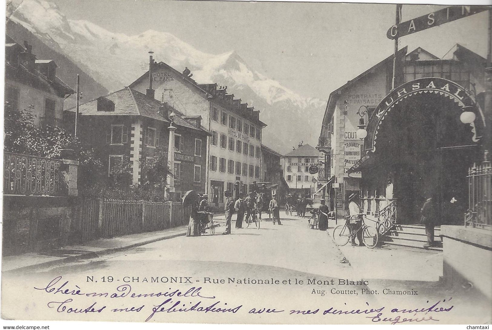 74 CHAMONIX MONT BLANC CASINO KURSAAL RUE VALLOT  Editeur: COUTTET Auguste N° 19 - Chamonix-Mont-Blanc