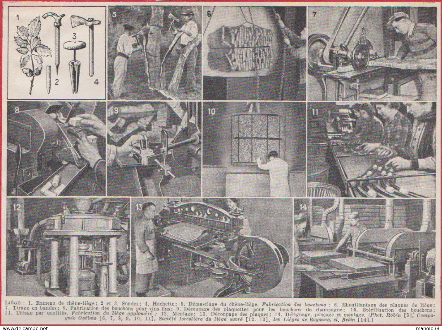 Liège. Fabrication De Bouchons Et De Plaques. Larousse 1948. - Historical Documents