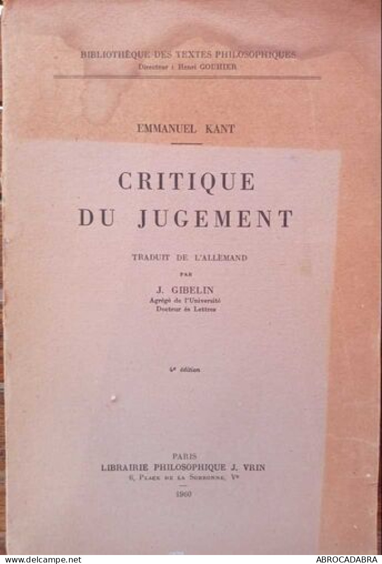 Critique Du Jugement - Psicologia/Filosofia