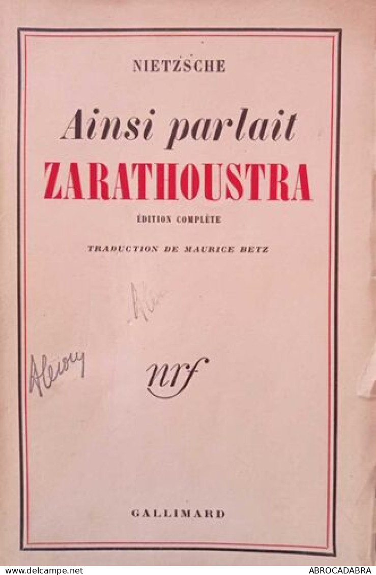 Ainsi Parlait Zarathoustra - Psicologia/Filosofia