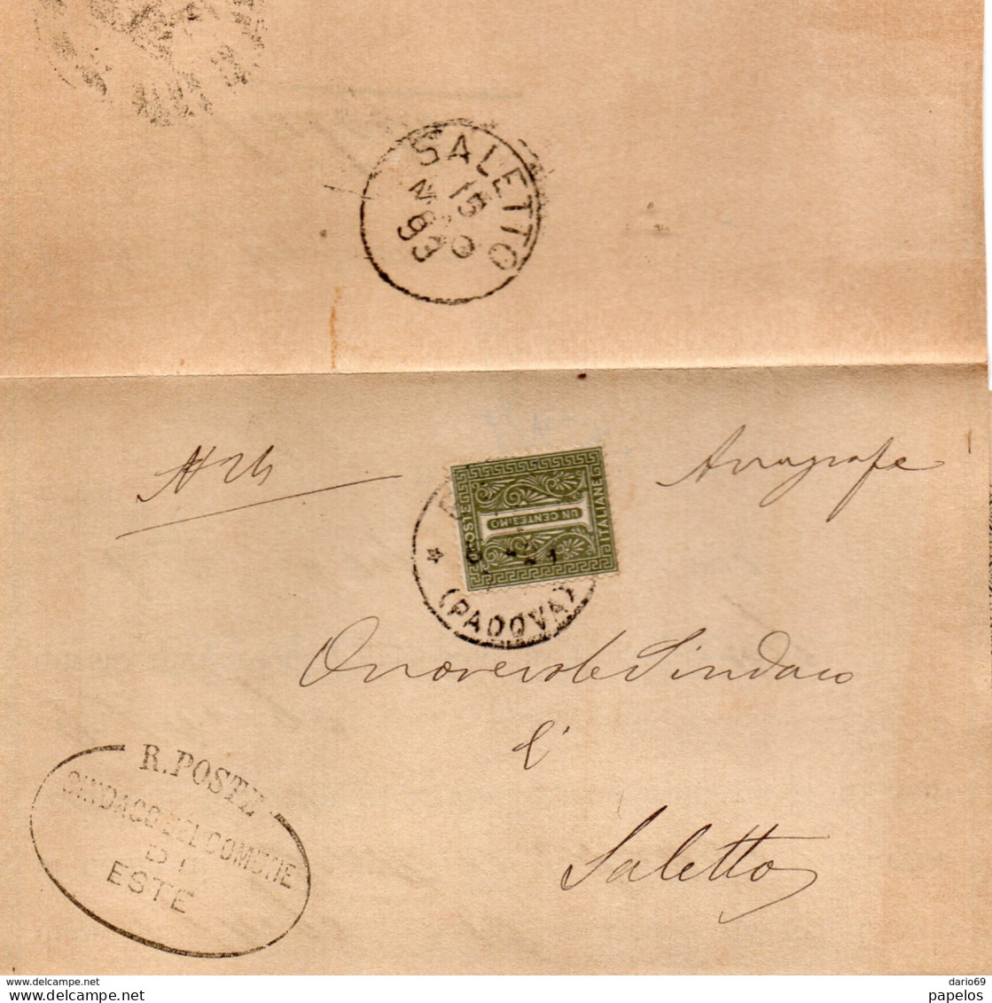 1893  LETTERA CON ANNULLO ESTE PADOVA + SALETTO - Poststempel