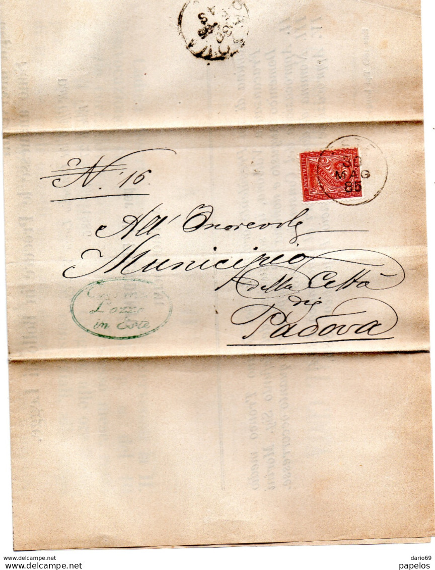 1885  LETTERA CON ANNULLO ESTE PADOVA - CONSORZIO FLUVIALE - Storia Postale