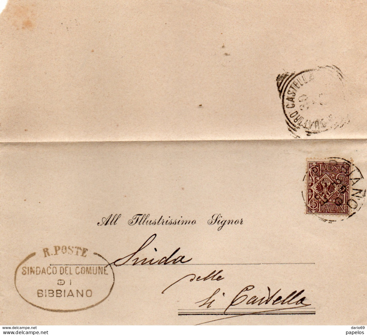 1903  LETTERA CON ANNULLO BIBBIANO REGGIO EMILIA - Marcophilie