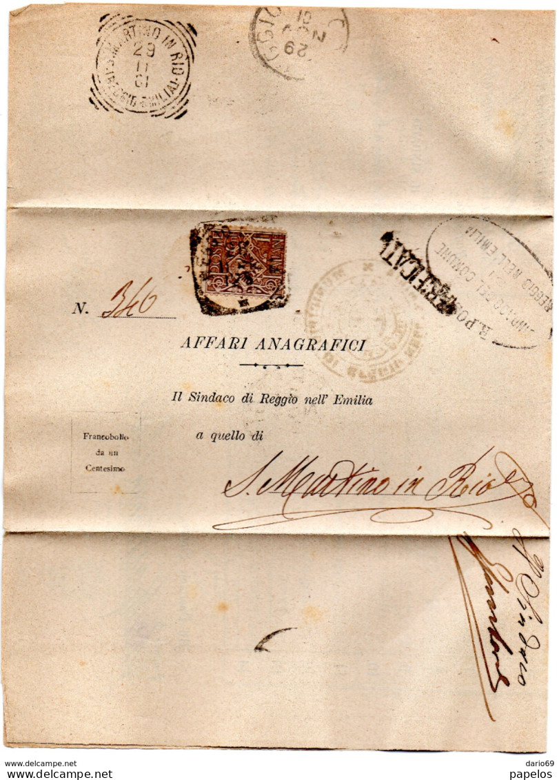 1901 LETTERA CON ANNULLO  REGGIO EMILIA + S. MARTINO - Marcofilía