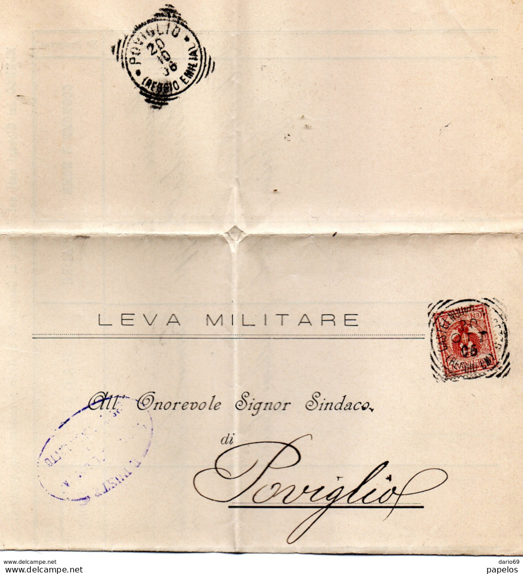 1906 LETTERA CON ANNULLO CASTELNUOVO DI SOTTO REGGIO EMILIA + POVIGLIO - Poststempel