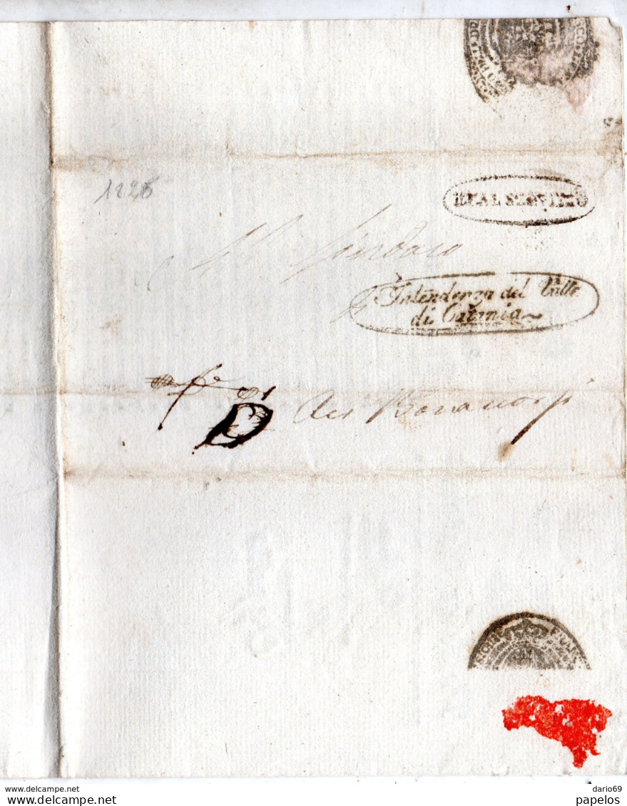 1828  LETTERA INTESTATA INTENDENZA DELLA VALLE DI CATANIA - 1. ...-1850 Prephilately