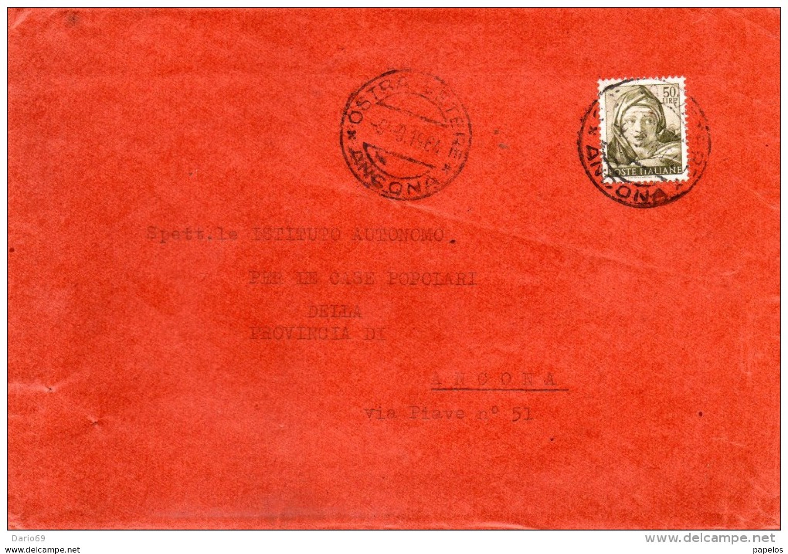 1964  LETTERA CON ANNULLO OSTRA VETERE ANCONA - 1961-70: Storia Postale