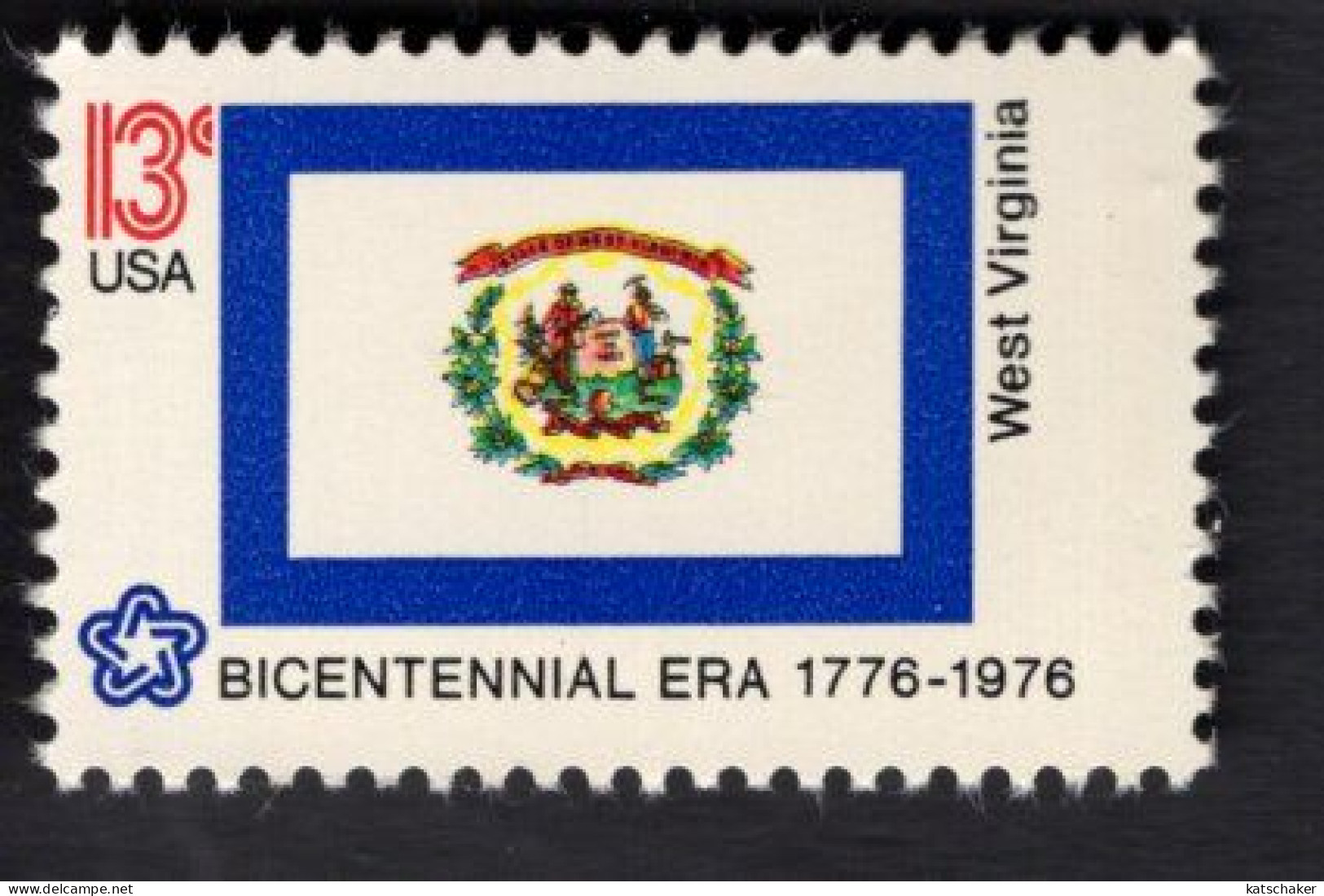 206112669 1976  SCOTT 1667 (XX) POSTFRIS MINT NEVER HINGED - American Bicentennial FLAG OF WEST VIRGINIA - Ungebraucht