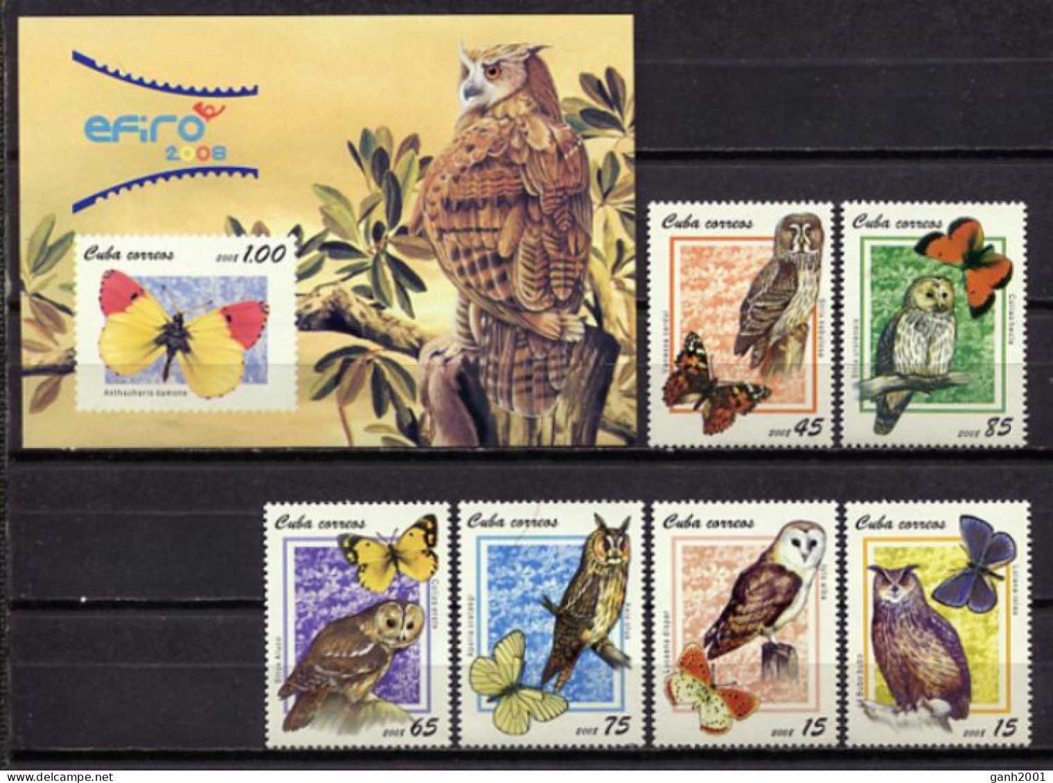 Cuba 2008 / Birds Owls Butterflies MNH Vögel Aves Mariposas Oiseaux  / Cu13136  18-44 - Andere & Zonder Classificatie