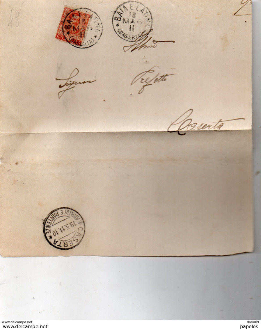 1911 LETTERA CON ANNULLO BAIA E LATINA CASERTA - Storia Postale