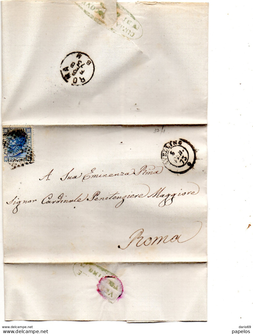 1873  LETTERA CON ANNULLO NUMERALE A PUNTI AVELLINO - Marcophilie