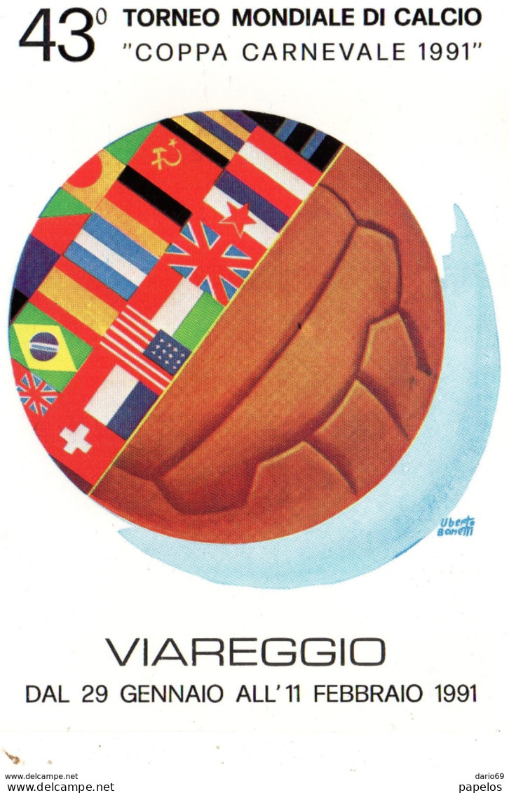 1991 CARTOLINA 43° TORNEO MONDIALE DI CALCIO - COPPA CARNEVALE - 1991-00: Marcophilie