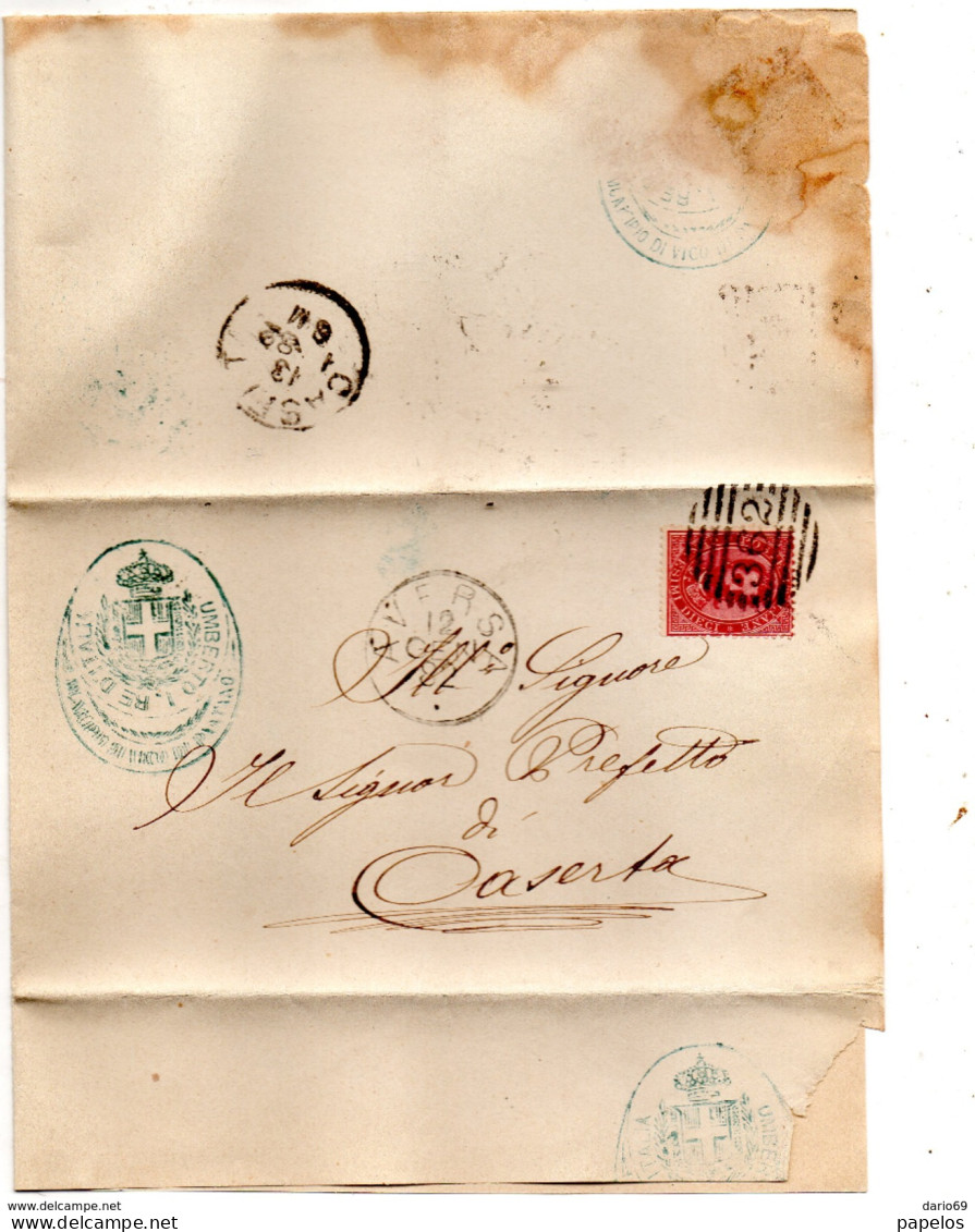 1882 LETTERA CON ANNULLO NUMERALE AVERSA CASERTA - Storia Postale