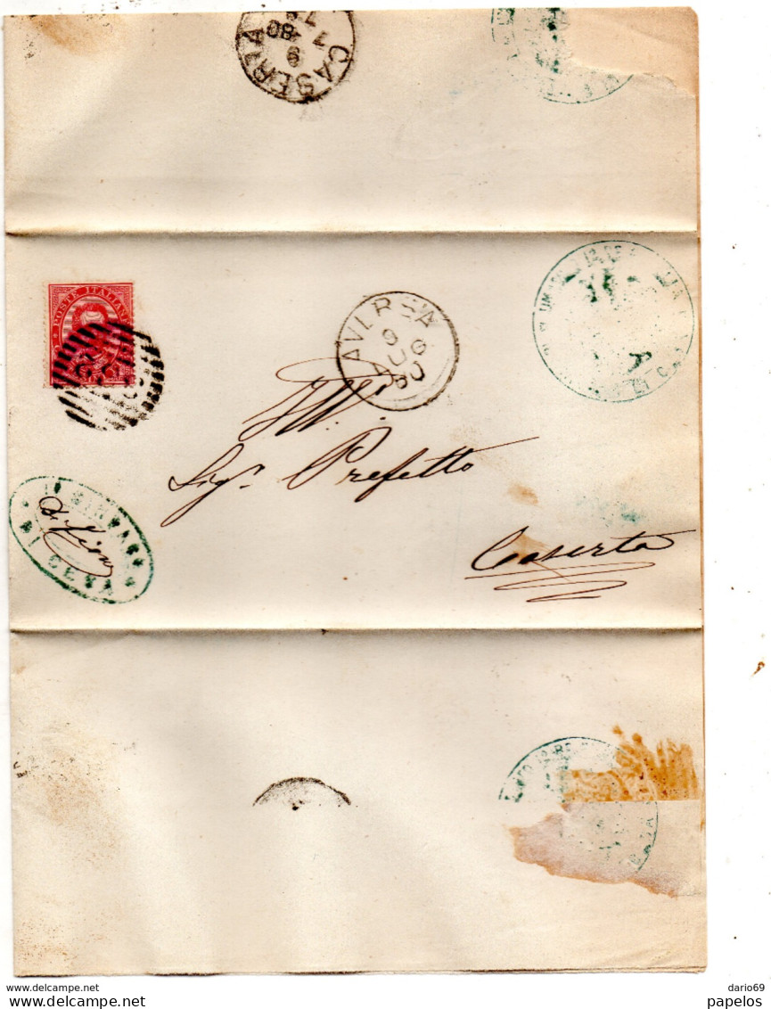 1880 LETTERA CON ANNULLO NUMERALE AVERSA CASERTA - Poststempel