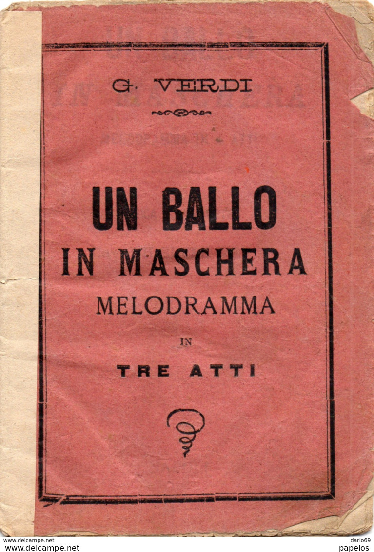 G. VERDI -  UN BALLO IN MASCHERA MELODRAMMA - Programmes