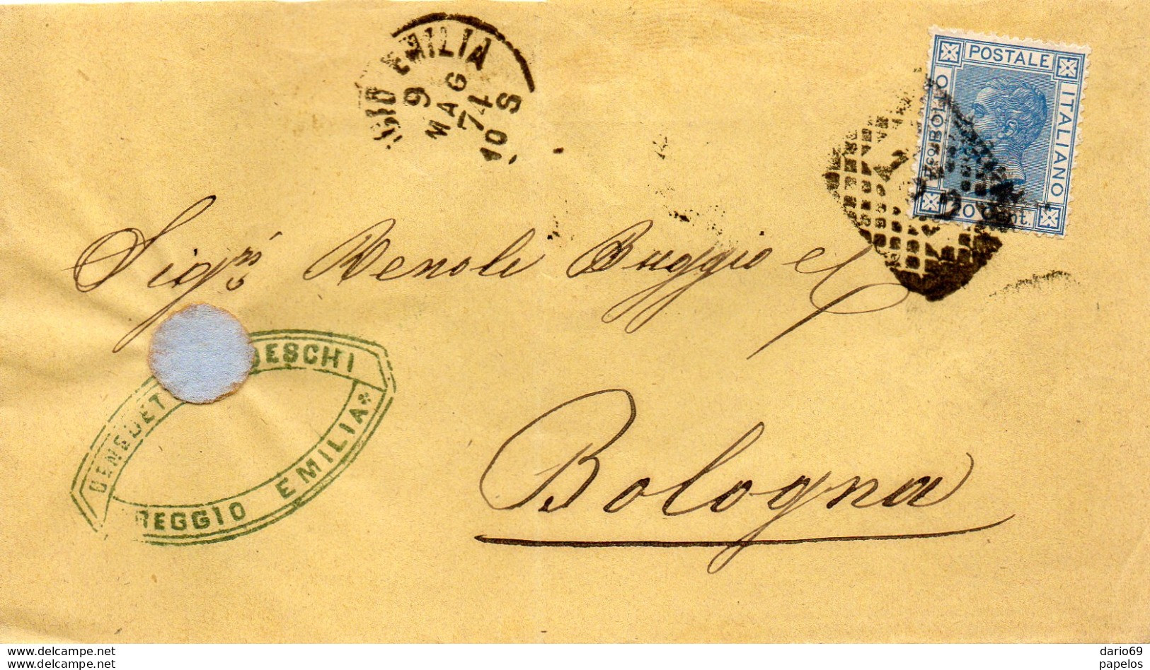 1874  LETTERA CON ANNULLO  NUMERALE REGGIO EMILIA - Poststempel