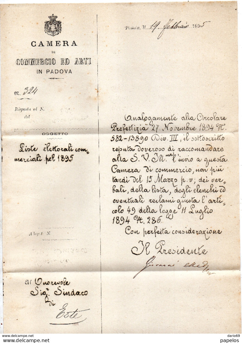 1895 LETTERA CON ANNULLO PADOVA - Marcophilie