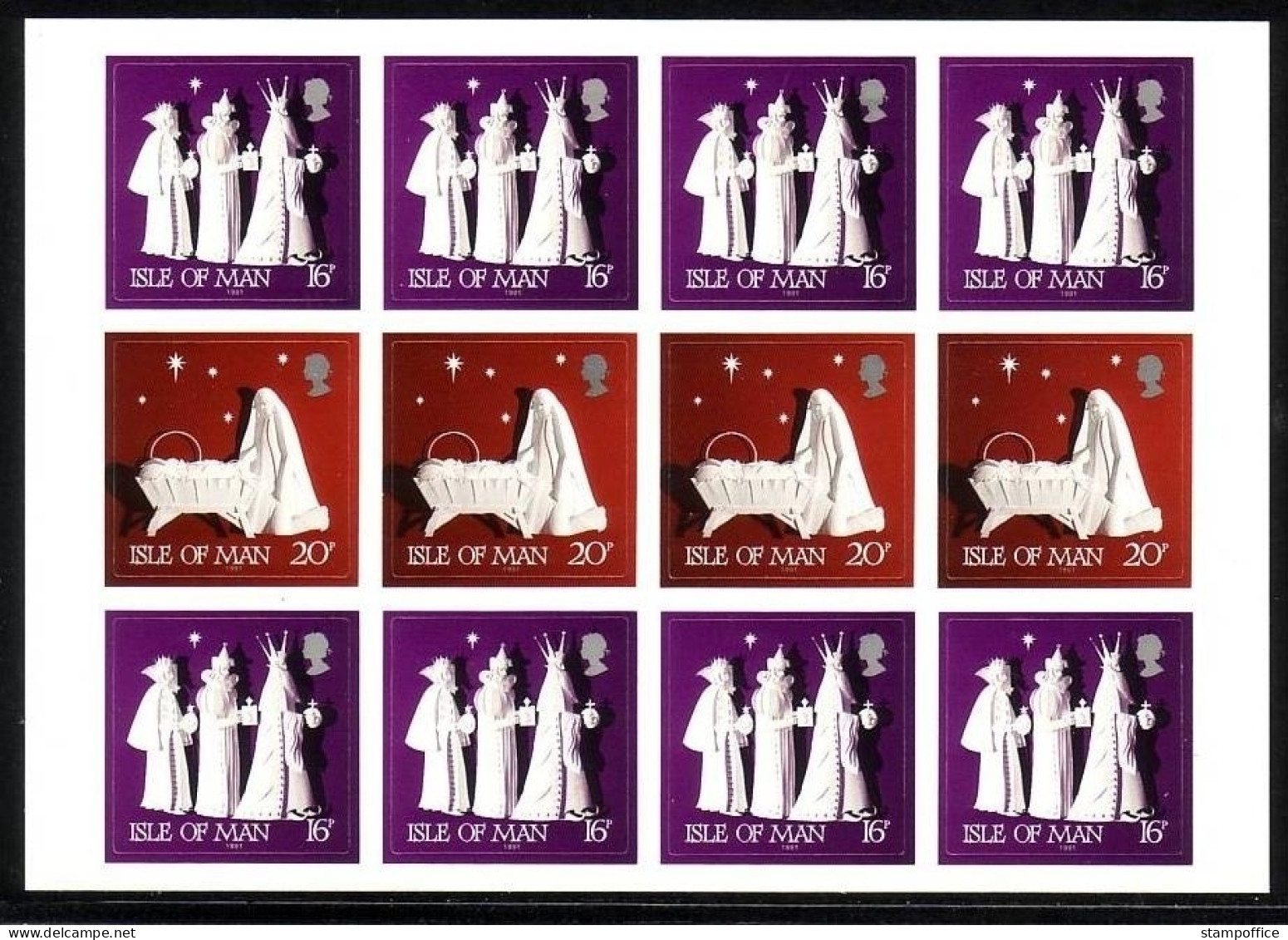 ISLE OF MAN MI-NR. 488-489 POSTFRISCH(MINT) H-Blatt Selbstklebend - WEIHNACHTEN 1991 - Christmas