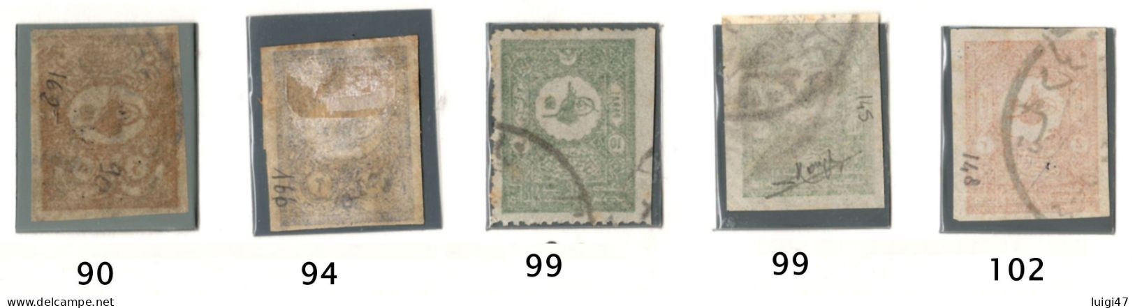 1865-.Impero Ottomano -n° 90-94-99-99-102 Non Dentellati - Used Stamps