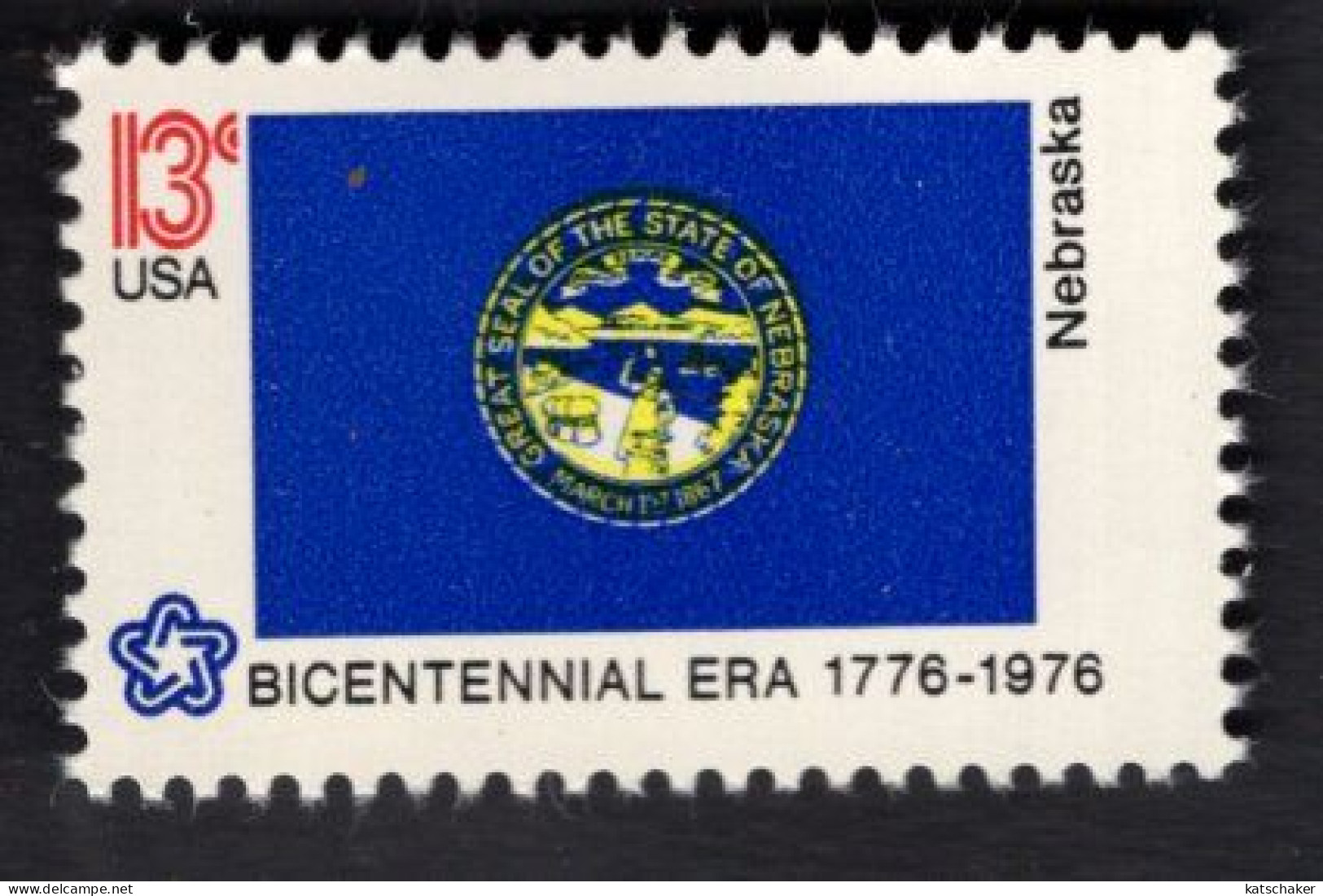 206112863 1976 SCOTT 1669 (XX) POSTFRIS MINT NEVER HINGED - American Bicentennial FLAG OF NEBRASKA - Nuevos