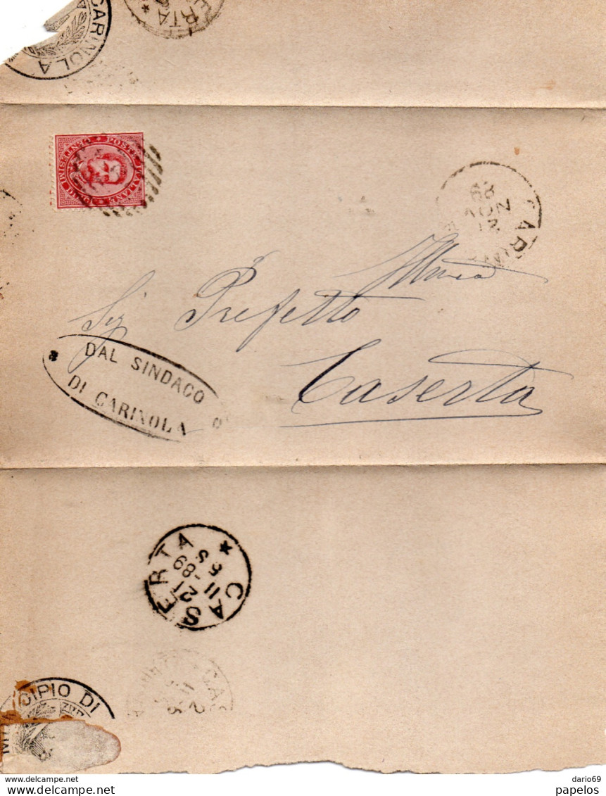 1889  LETTERA CON ANNULLO NUMERALE CARINOLA CASERTA - Storia Postale