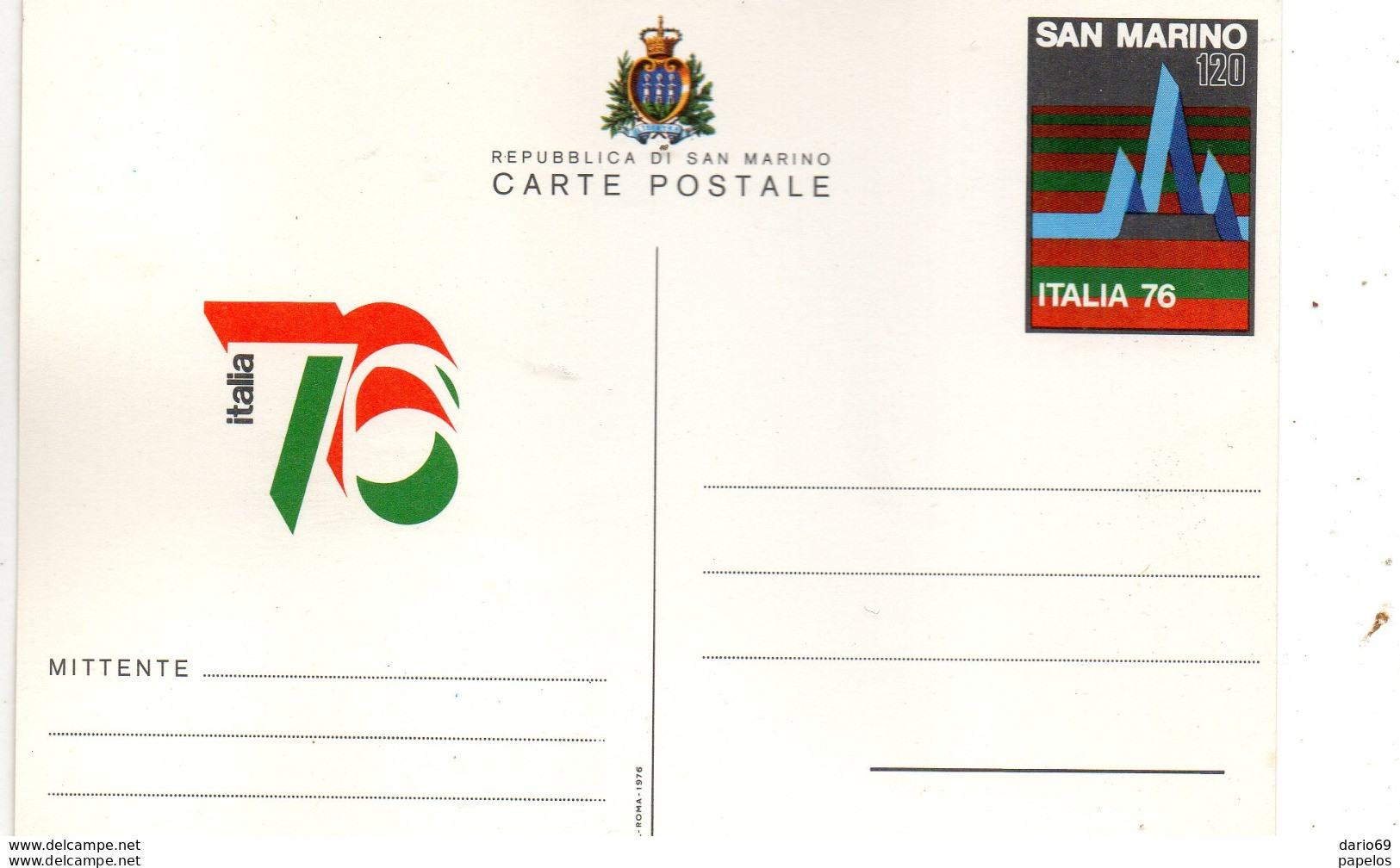 CARTOLINA SAN MARINO - ITALIA 76 - Briefe U. Dokumente