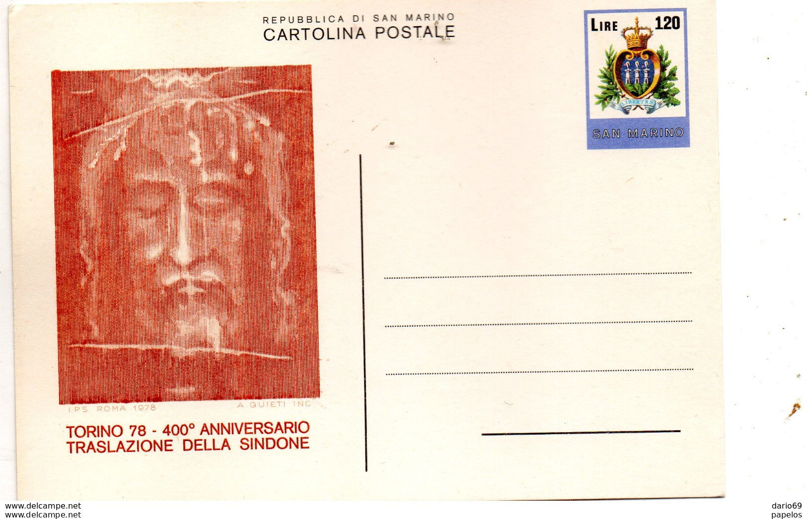 CARTOLINA SAN MARINO - TORINO 78 - Storia Postale