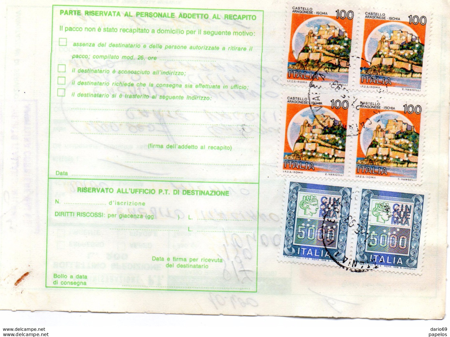 1993 BOLLETTINO PACCHI CON ANNULLO PERFIN - 1991-00: Storia Postale