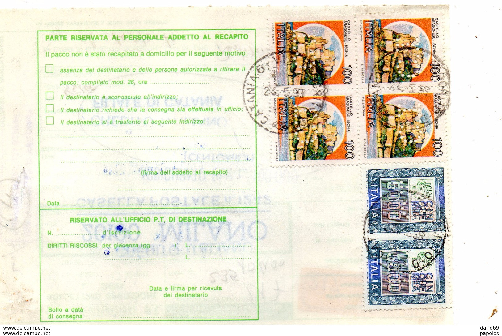 1993 BOLLETTINO PACCHI CON ANNULLO PERFIN - 1991-00: Storia Postale