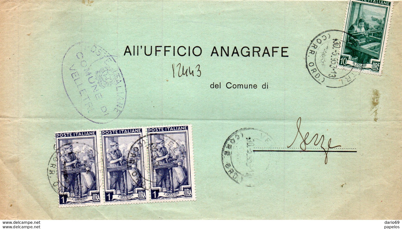 1953  LETTERA CON  ANNULLO   VELLETRI - 1946-60: Storia Postale