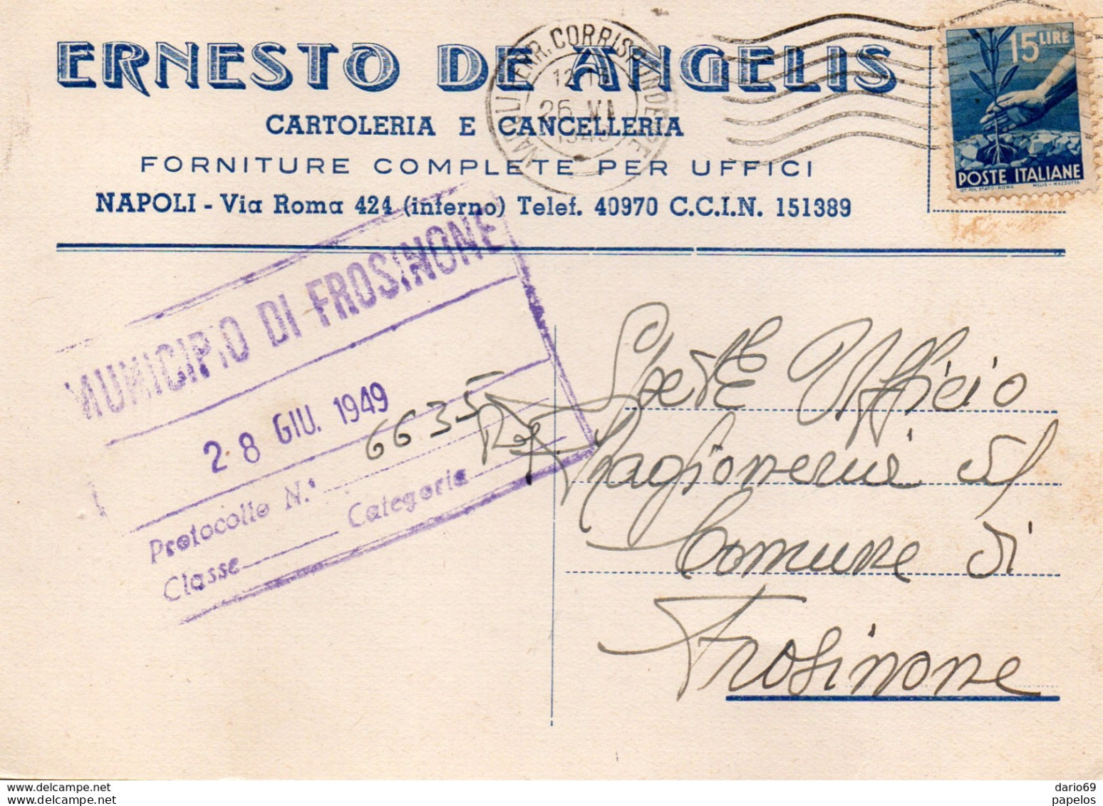 1949 CARTOLINA INTESTATA CON ANNULLO NAPOLI - 1946-60: Storia Postale