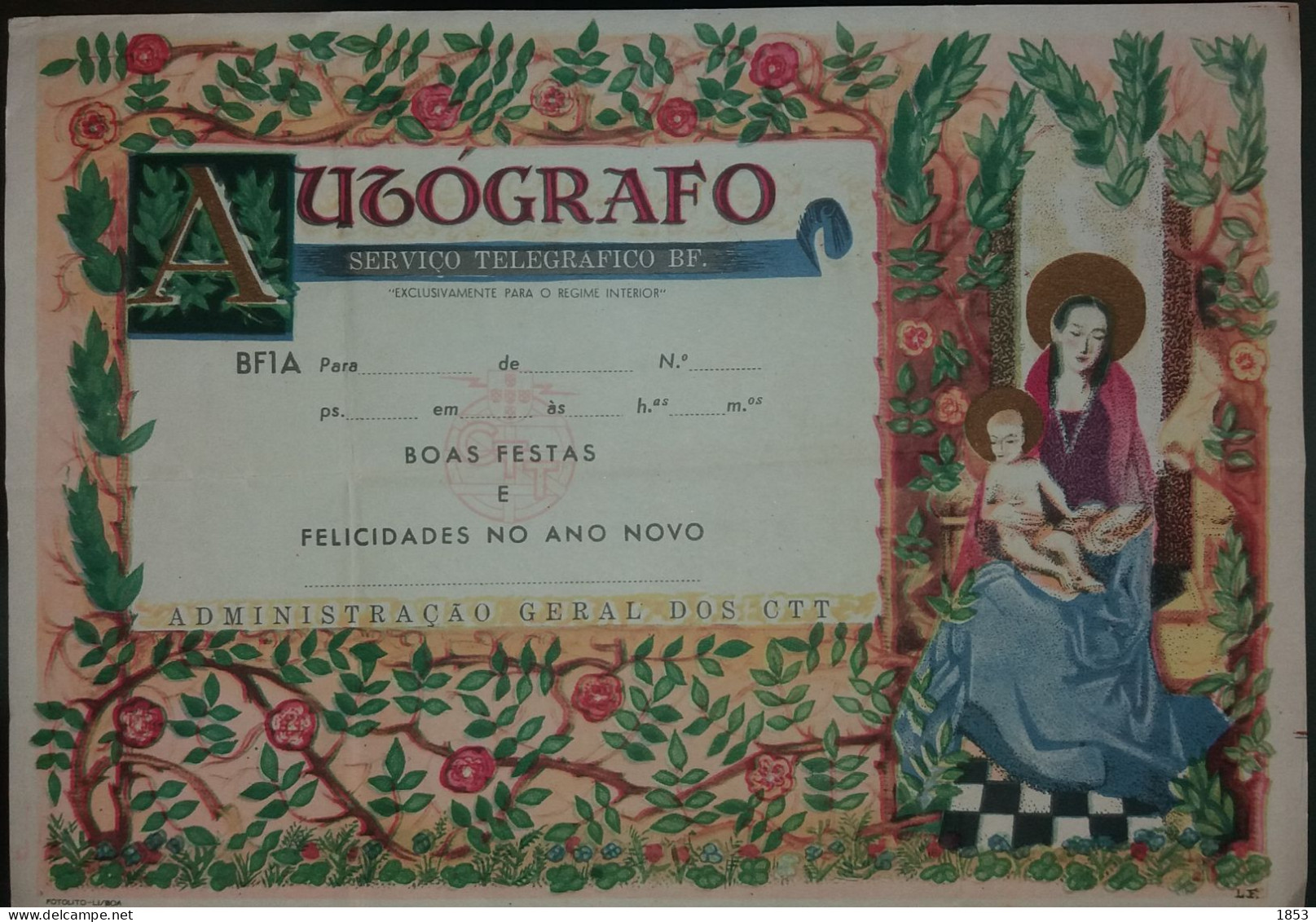 AUTÓGRAFO - SERVIÇO TELEGRÁFICO - BOAS FESTAS - Cartas & Documentos