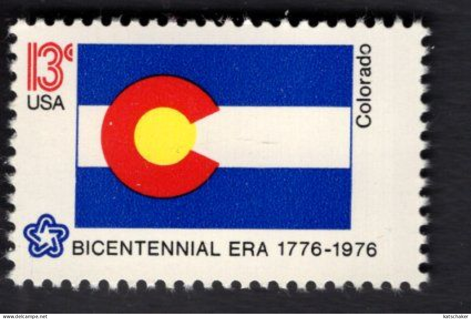 206112943  1976 SCOTT 1670 (XX) POSTFRIS MINT NEVER HINGED - American Bicentennial FLAG OF COLORADO - Neufs