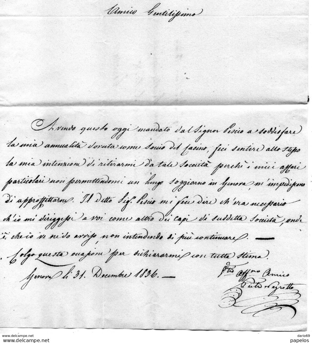 1836 GENOVA - Manuscripten