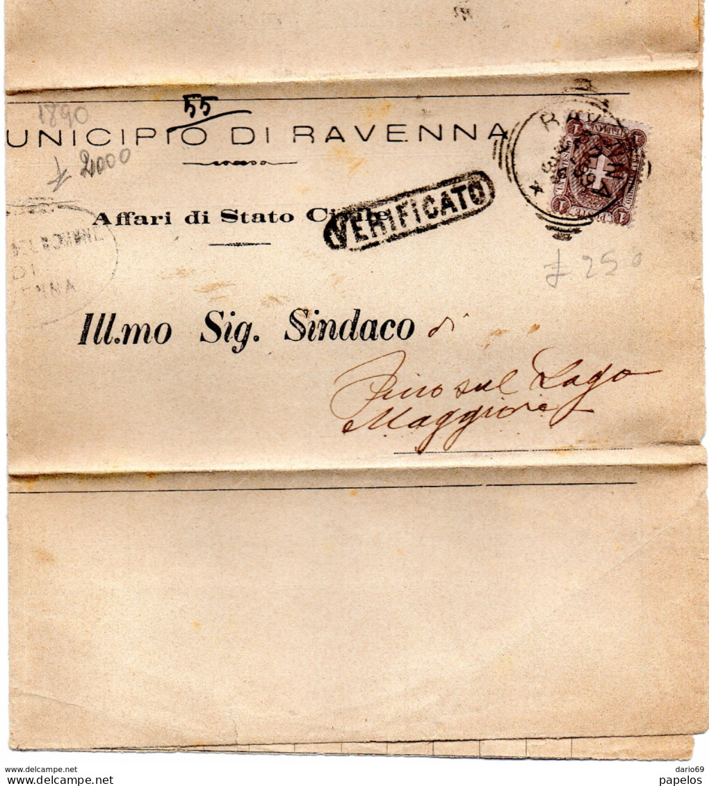 1899   LETTERA CON ANNULLO RAVENNA + VERIFICATO - Marcofilie