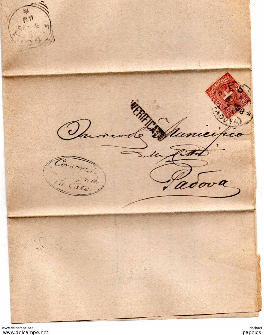 1898   LETTERA CON ANNULLO ESTE  + VERIFICATO - Marcophilia