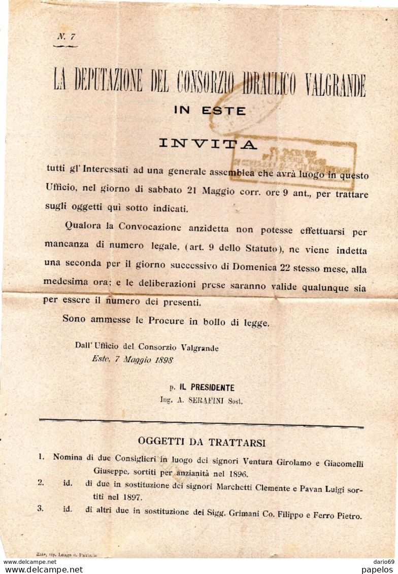 1898   LETTERA CON ANNULLO ESTE  + VERIFICATO - Storia Postale