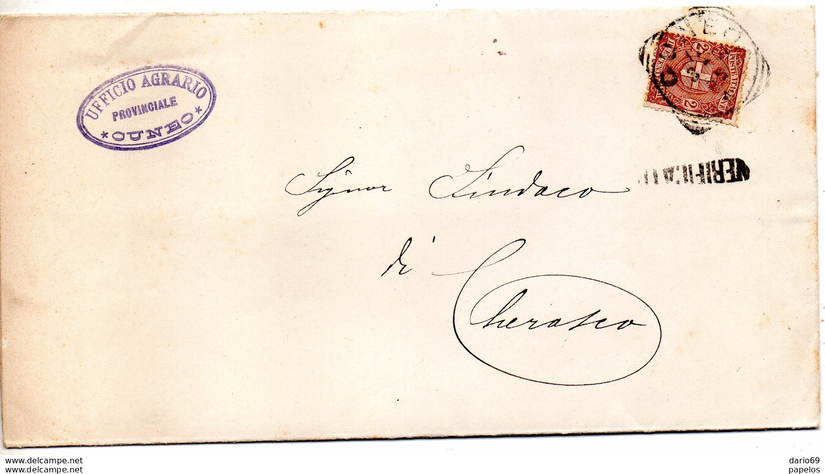 1901  LETTERA CON ANNULLO CUNEO + VERIFICATO - Poststempel