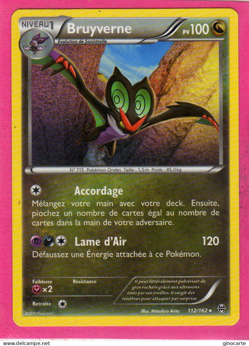 Carte Pokemon Francaise 2015 Xy Impulsion Turbo 112/162 Bruyverne 100pv Bon Etat - XY