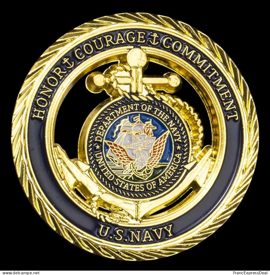 Pièce Médaille NEUVE Plaquée Or - Etats-Unis US Navy United States Navy - Altri & Non Classificati