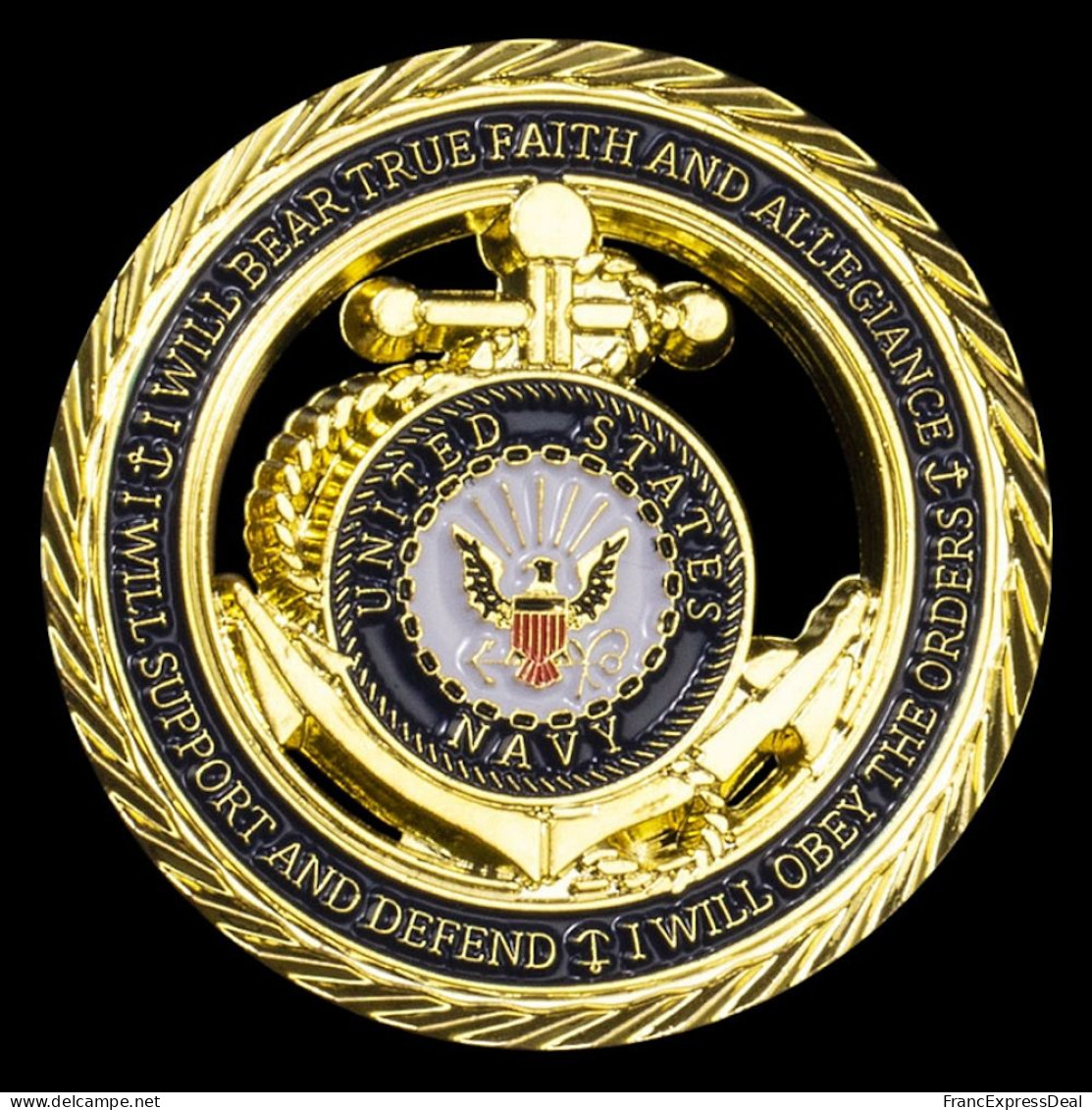 Pièce Médaille NEUVE Plaquée Or - Etats-Unis US Navy United States Navy - Andere & Zonder Classificatie
