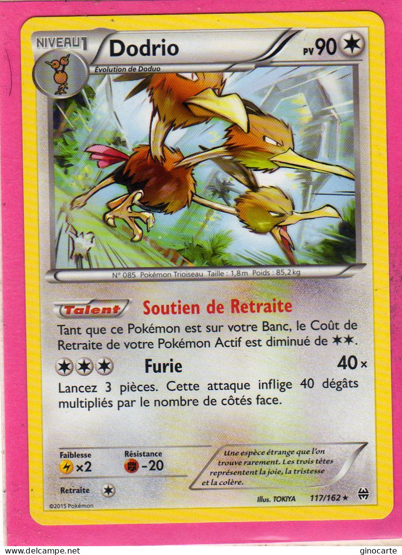 Carte Pokemon Francaise 2015 Xy Impulsion Turbo 117/162 Dodrio 90pv Bon Etat - XY