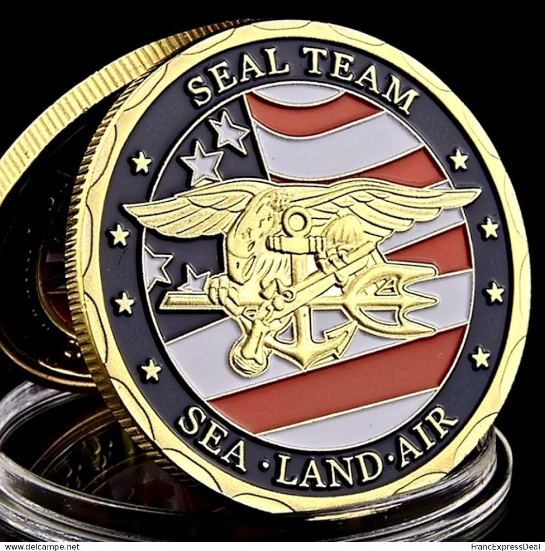 Pièce Médaille NEUVE Plaquée Or - US Navy Seals Seal Team Etats-Unis (Réf 1) - Sonstige & Ohne Zuordnung