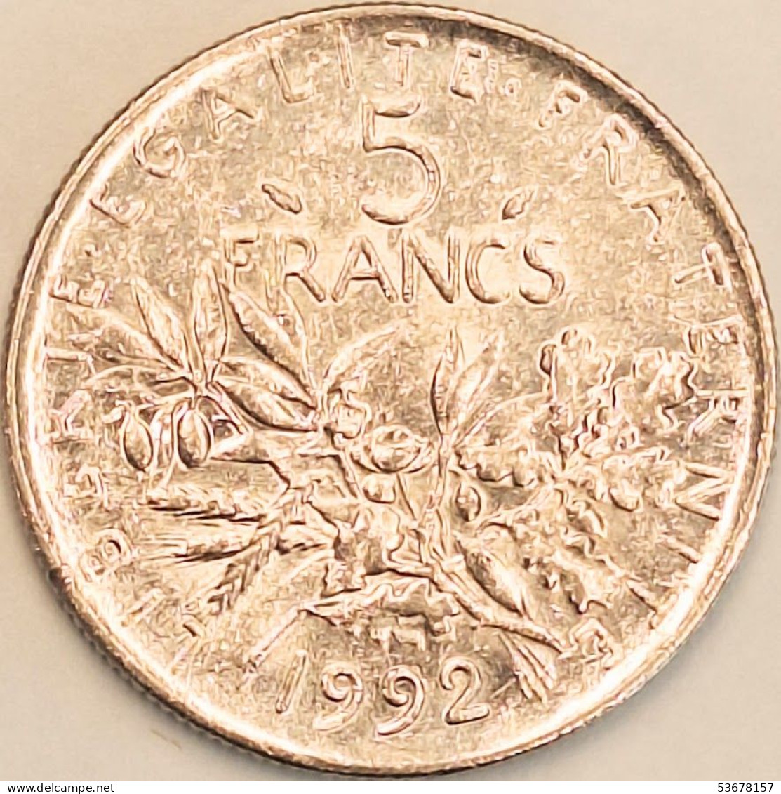 France - 5 Francs 1992, KM# 926a.1 (#4344) - 5 Francs