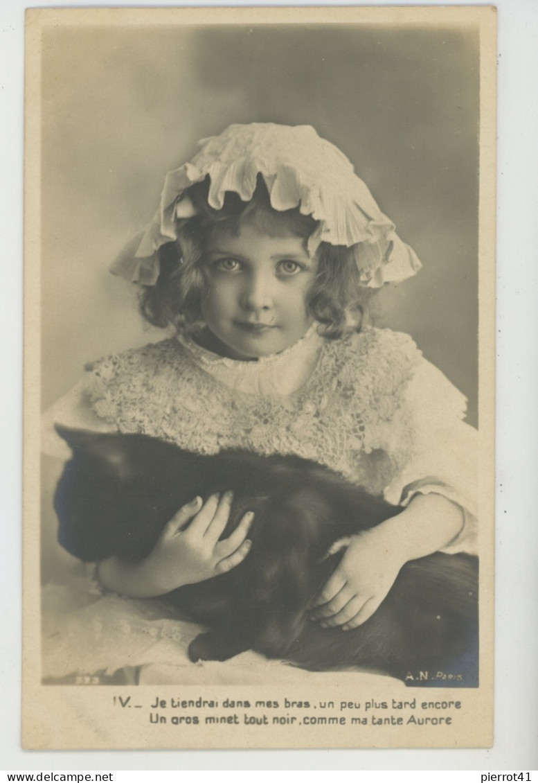 ENFANTS - LITTLE GIRL - MAEDCHEN - CAT - Jolie Carte Fantaisie Fillette Avec Chat Dans Les Bras - Abbildungen