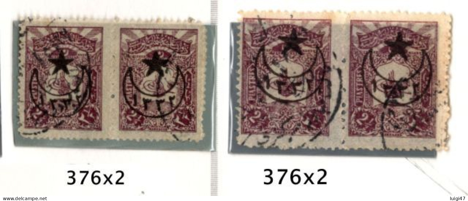 1916 - Impero Ottomano  - N° 376 Coppia - Non Dentellata Al Centro - Gebraucht