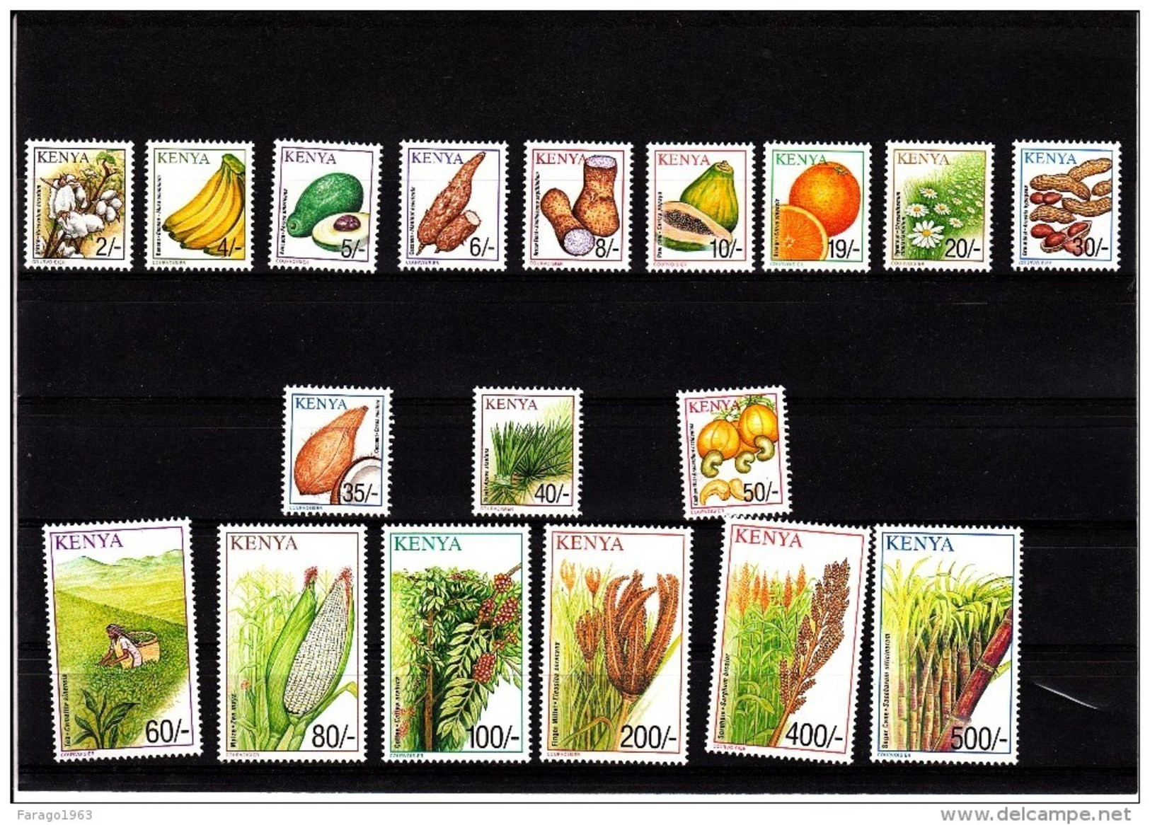 2001 Kenya Crops Definitive Complete Set Of 18 - 5/- And 50/- Now Sold Out At Post Office!!! - Kenia (1963-...)