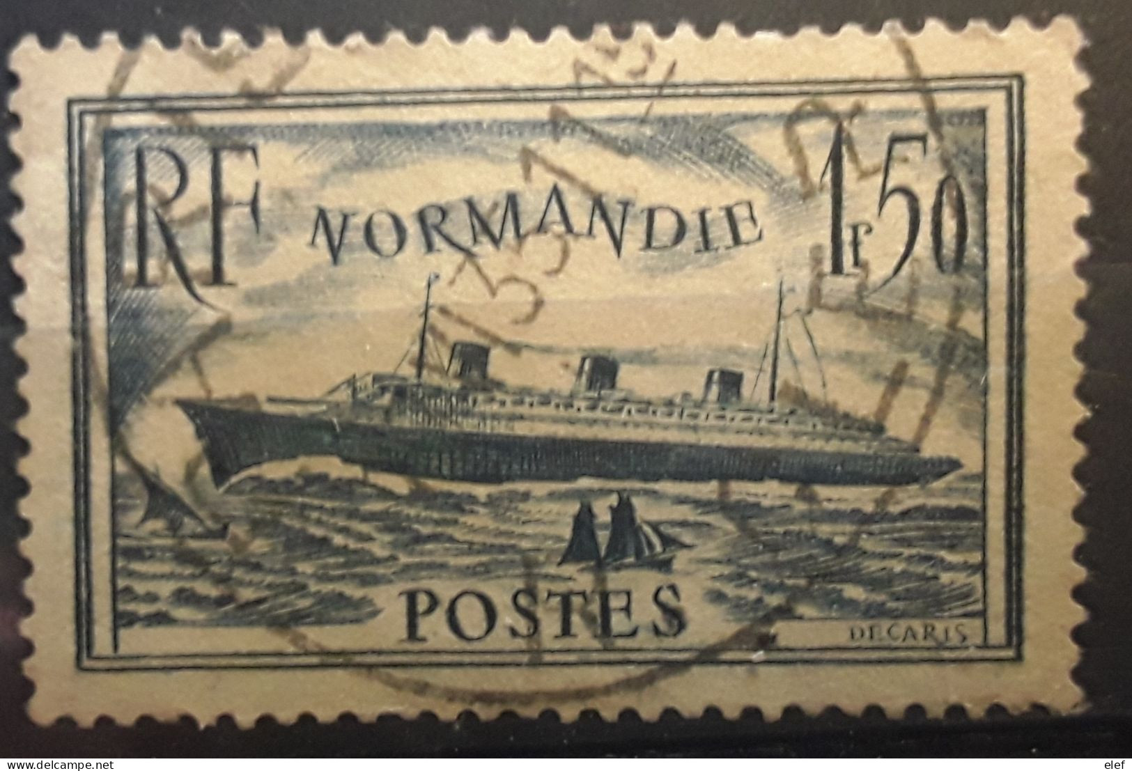 France 1935, Yvert 299, Paquebot Normandie Liner Obl Cachet à Date HOROPLAN,  Paris Rue Cler, VII E Arrondissement  , TB - Used Stamps