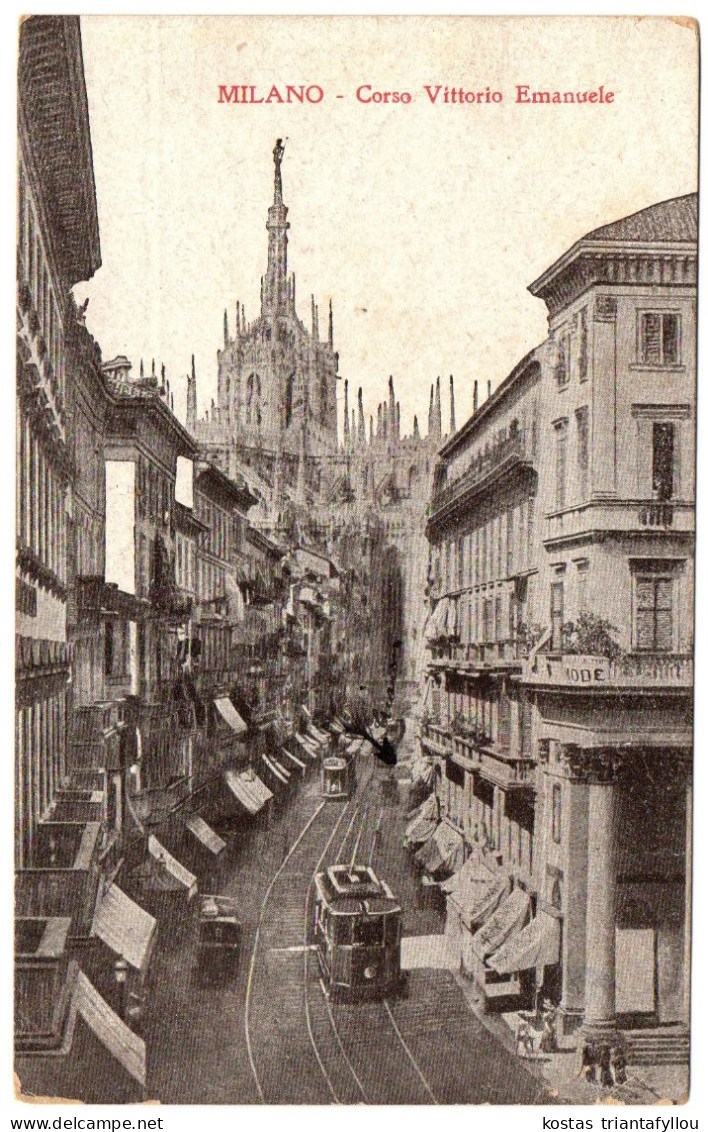 1.7.17 ITALY, MILANO,CORSO VITTORIO EMANUELE, TRANSPORTATION, TRAM , POSTCARD - Milano (Mailand)