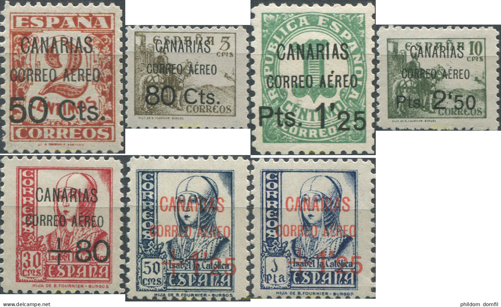 680831 MNH ESPAÑA. Canarias 1937 SELLOS HABILITADOS PARA EL CORREO A CANARIAS - Neufs
